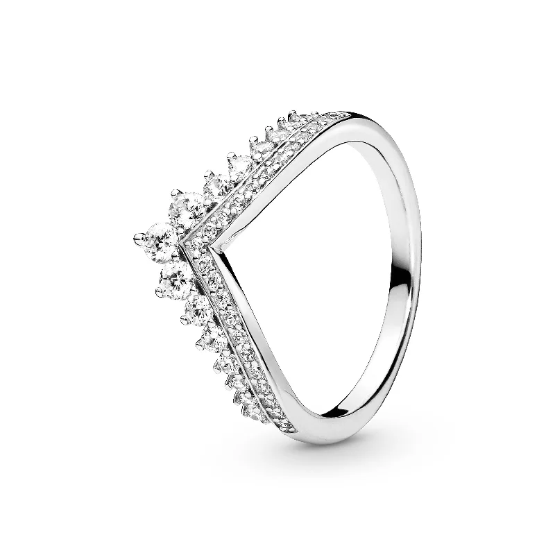 The Biggest Jewelry Sale Of The Year Is Here Tiara wishbone silver ring with clear cubic zirconia