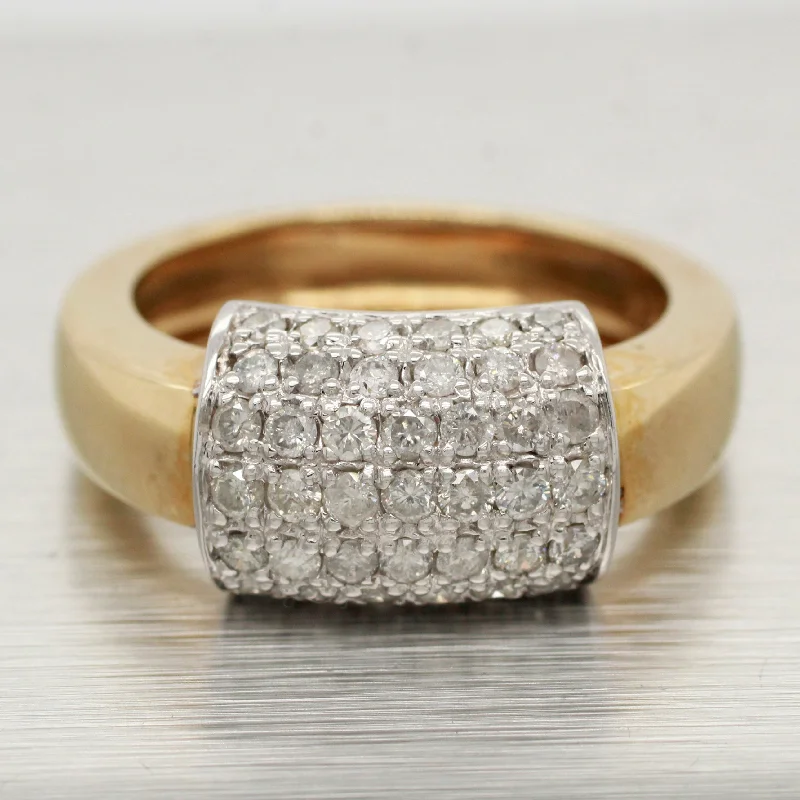 Jewelry Sale Bonanza – Grab Your Sparkle Now Vintage 0.60ctw Cluster Diamond Bar Ring - 14k Yellow Gold - Straight Shank