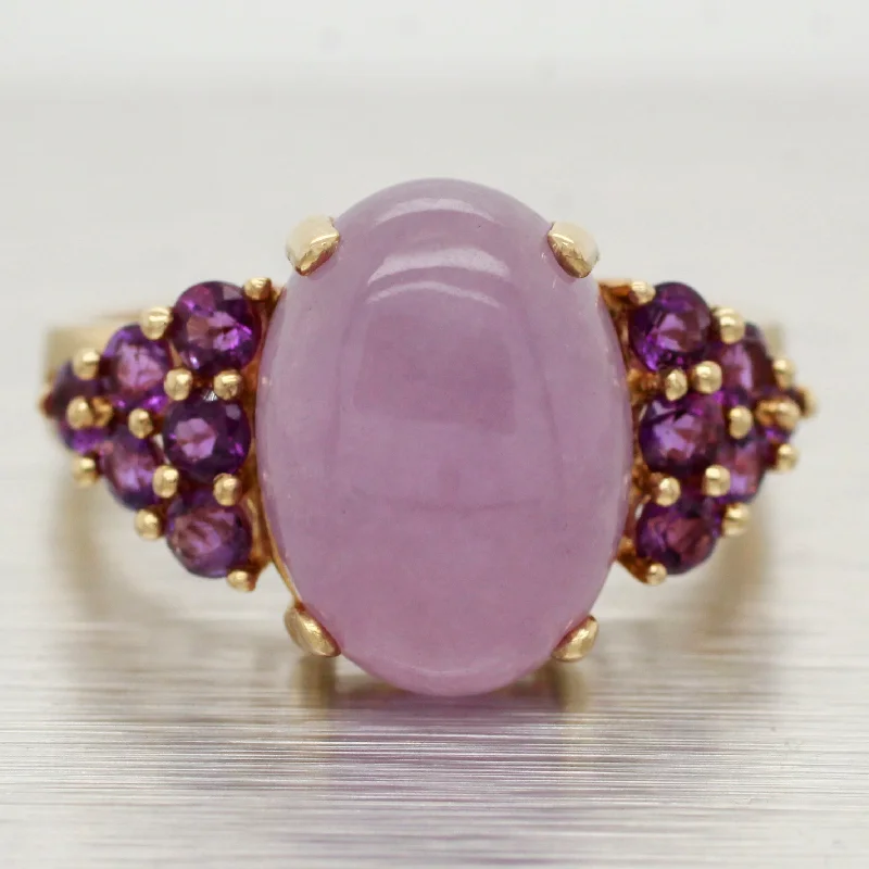 Shine Bright With Our Special Jewelry Promotions Vintage Cabochon Amethyst Cocktail Ring - Amethyst Accents - 14k Yellow Gold