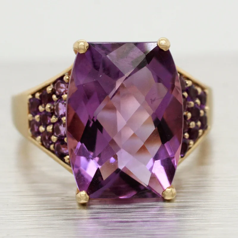 Exclusive Online Discounts On Stylish Jewelry Vintage Large Amethyst Cocktail Ring - Amethyst Accents - 14k Yellow Gold