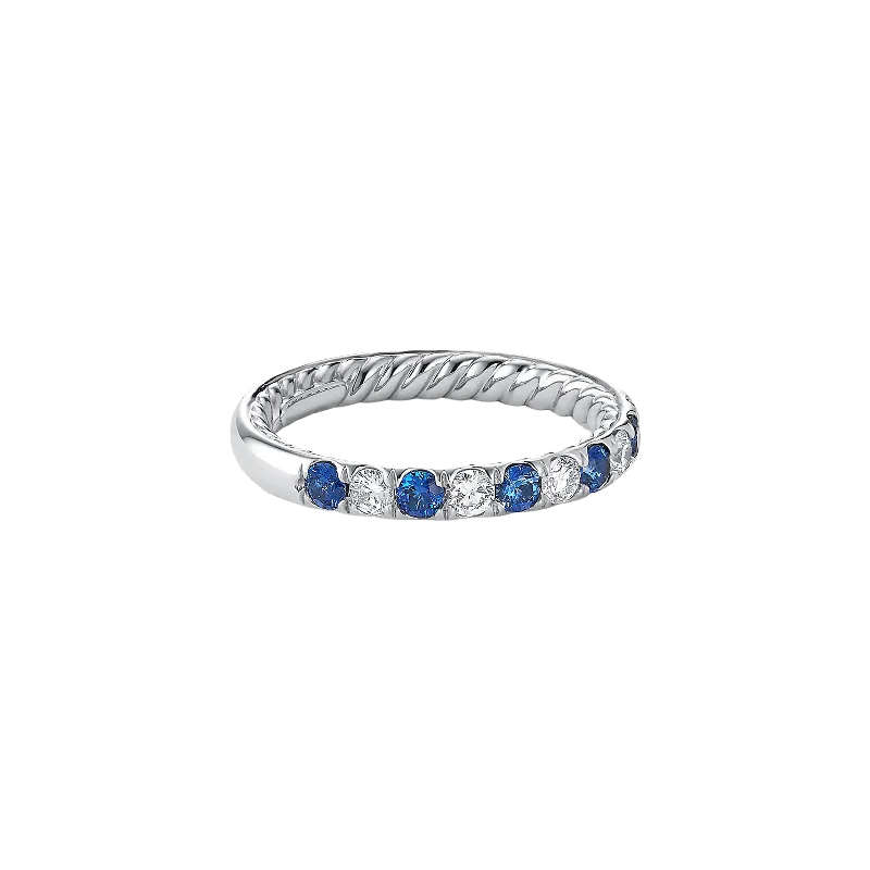 Timeless Elegance, Temporary Discounts – Act Fast Blue Sapphire and Diamond Eden Half-Round Band