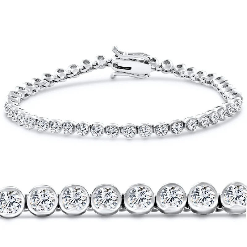 Everyday Jewelry Essentials Now On Sale 5Ct Diamond Half Bezel Tennis Bracelet 14k White or Yellow Gold 7" Lab Grown