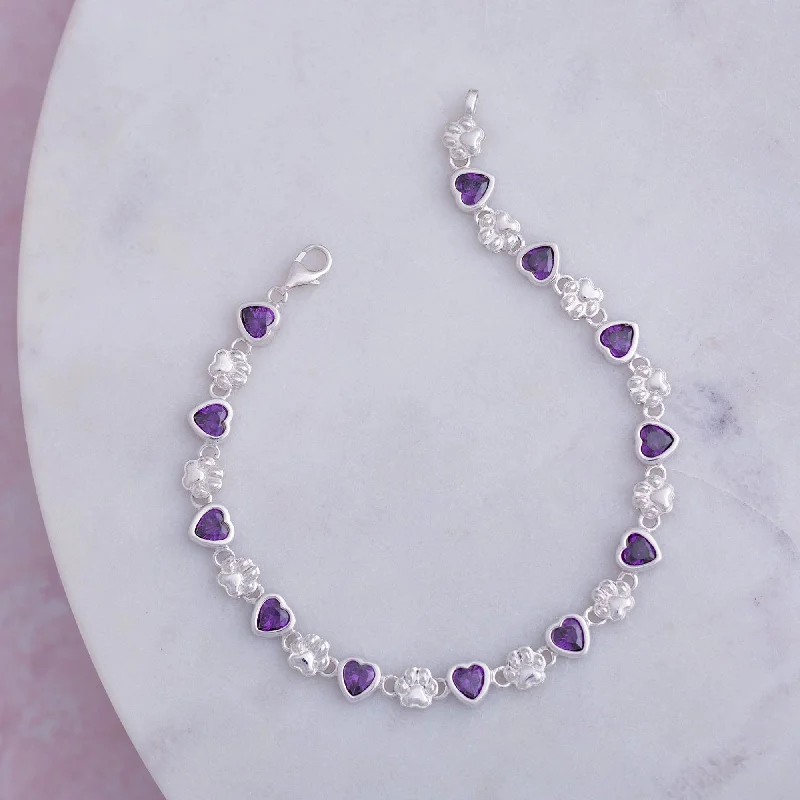 Luxury Jewelry At Unbeatable Discounts Amethyst Hearts & Paws Sterling Bracelet