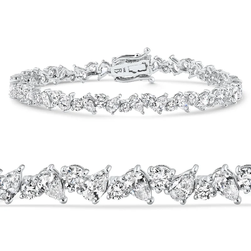 Limited-Stock Jewelry Sale – Once It's Gone, It's Gone 8Ct Pear & Round Diamond Tennis Bracelet 14k Gold 7" Lab Grown