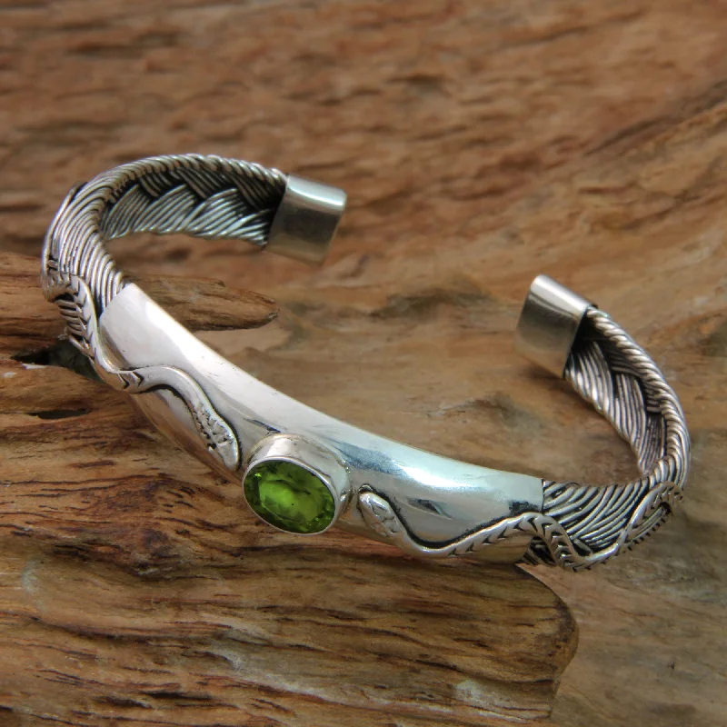 Exclusive Jewelry Bundles At Discounted Rates Baby Viper Snake Motif Cuff Bracelet with Peridot