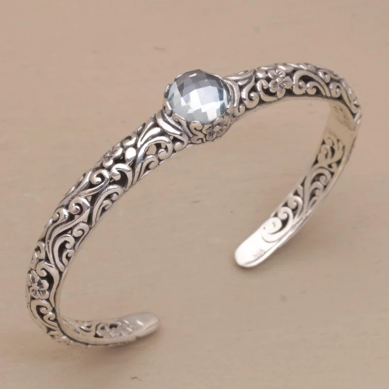 Shop Handcrafted Jewelry At Special Promotional Rates Blue Topaz & Sterling Silver Cuff Bracelet