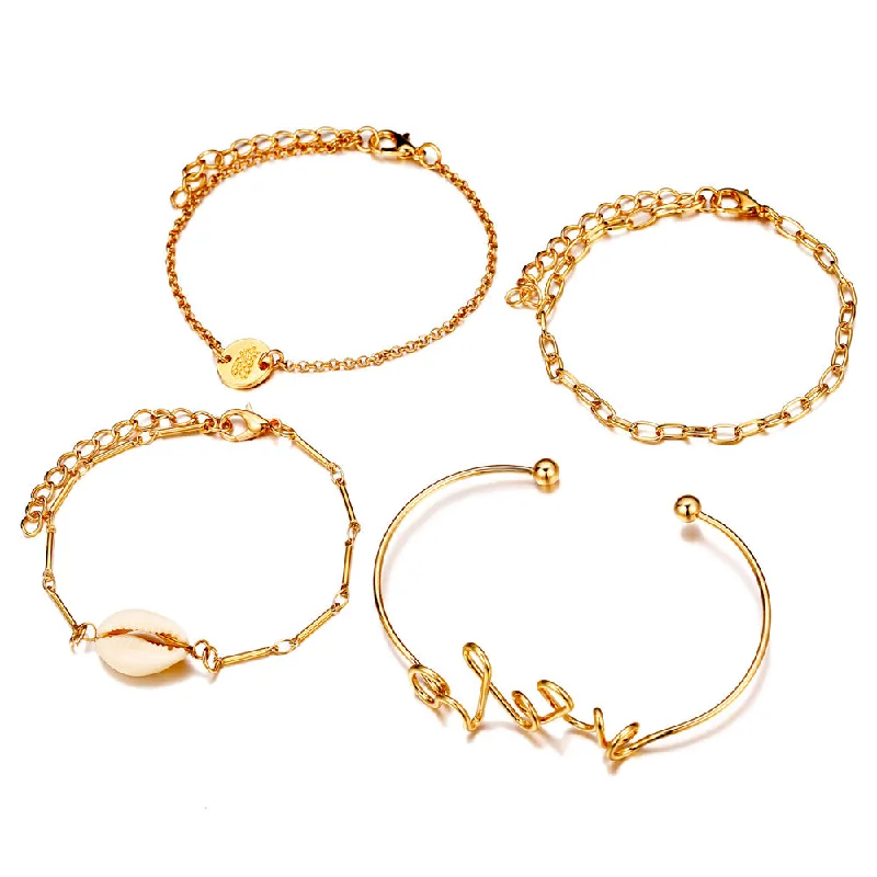 Shop Dazzling Jewelry With Special Promotional Discounts Chic 4-Piece Bracelet Set: Stylish & Versatile Wristwear Collection