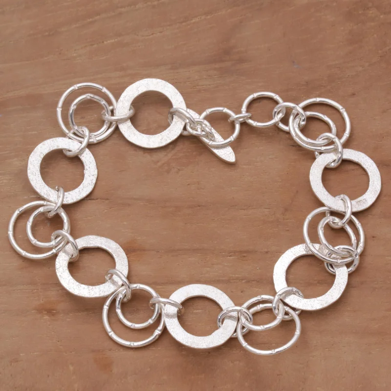 Shop Elegant Jewelry At Unbeatable Prices Circle of Hope Handmade Sterling Silver Link Bracelet from Indonesia