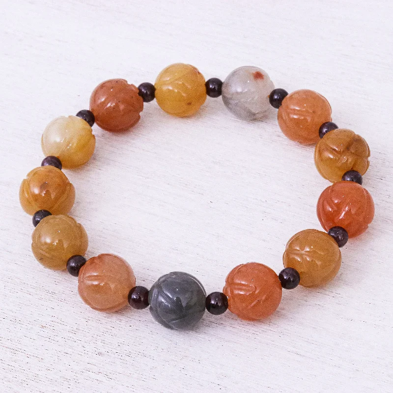 Modern Jewelry At Exclusive Discounts – Shop Today Honey Jade Hand Made Jade and Garnet Gemstone Beaded Bracelet