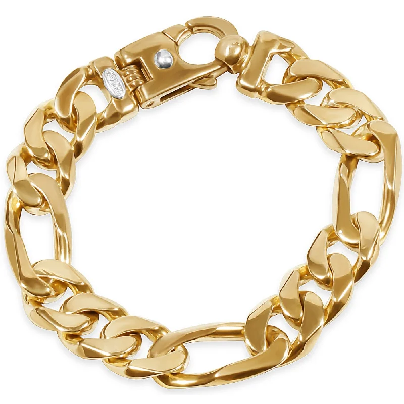 Exclusive Online Jewelry Sale – Don't Wait Men's Figaro Link 14k Gold (79gram) or Platinum (123gram) 13.5mm Bracelet 8.5"