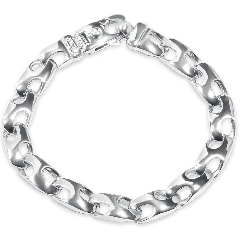 Delicate Crystal Jewelry For Sophisticated Charm Men's Link 14k Gold (44gram) or Platinum (71gram) 10mm Bracelet 8.5"