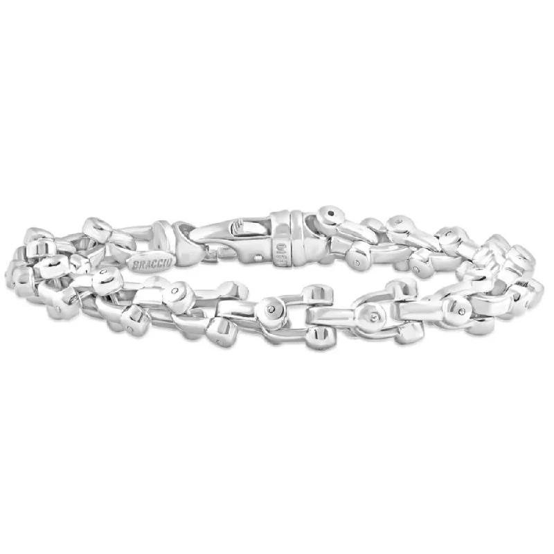 Exclusive Jewelry Markdowns – Limited-Time Offer Men's Polished Steel Clasp 9.5mm Flexible Link  8.5 " Bracelet