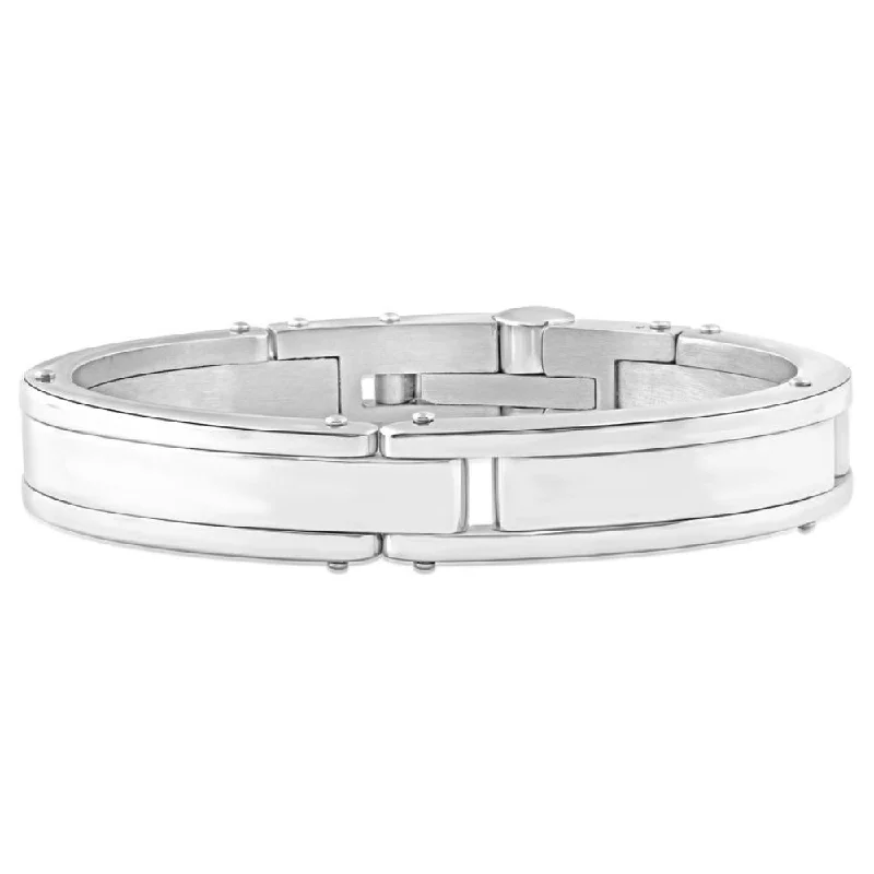 Shop Jewelry That Shines Without The High Price Men's Steel Polished Latched 8" 13mm Cuffed Bracelet