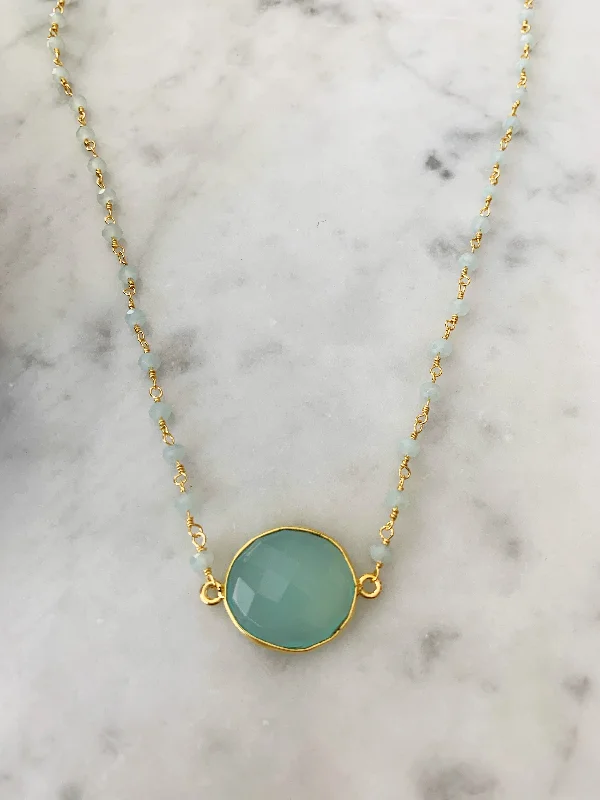 Mrs. Parker Endless Summer Chalcedony Necklace in Gold