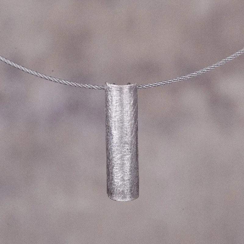 Pillar Simple Sterling Silver Pendant Necklace from Peru