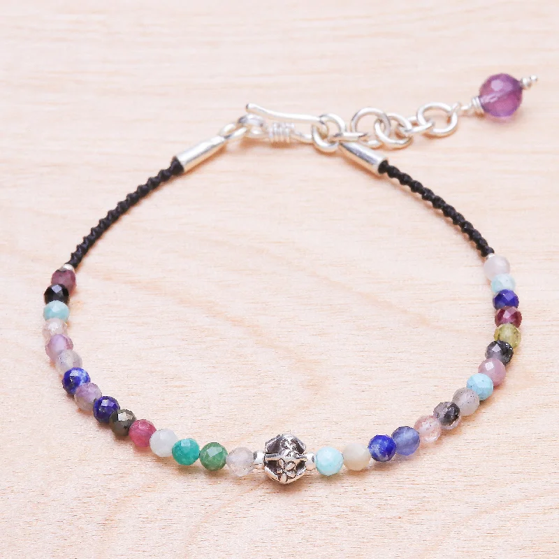 Limited-Time Offer On Elegant Jewelry Pieces Rainbow Sunset Multi-Gemstone Beaded Cord Bracelet with Karen Silver