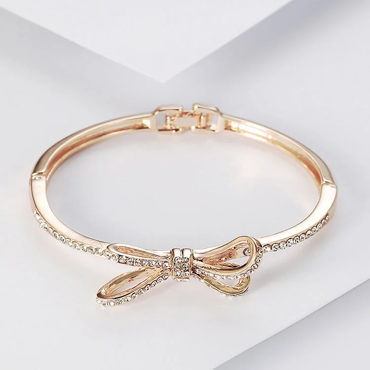 Get The Best Deals On Timeless Jewelry Pieces Rose Gold Alloy Women's Bracelets: Diamond Accents & Elegant Bow Detail