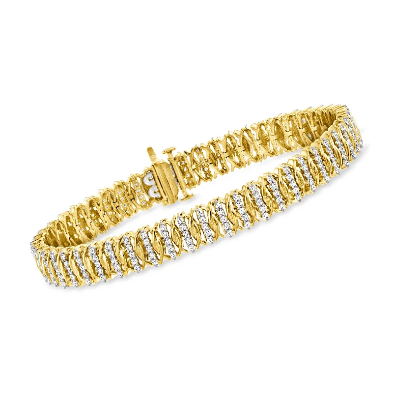 Premium Jewelry At Special Low Prices For A Limited Time Ross-Simons Diamond Fancy-Link Tennis Bracelet in 18kt Gold Over Sterling