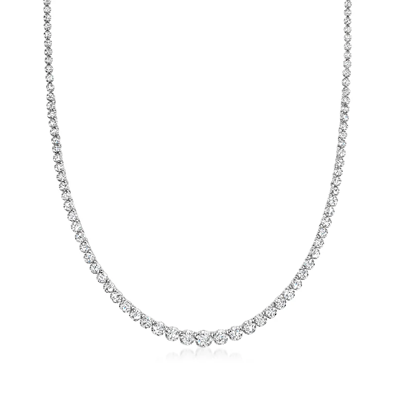 Ross-Simons Diamond Graduated Tennis Necklace in 14kt White Gold