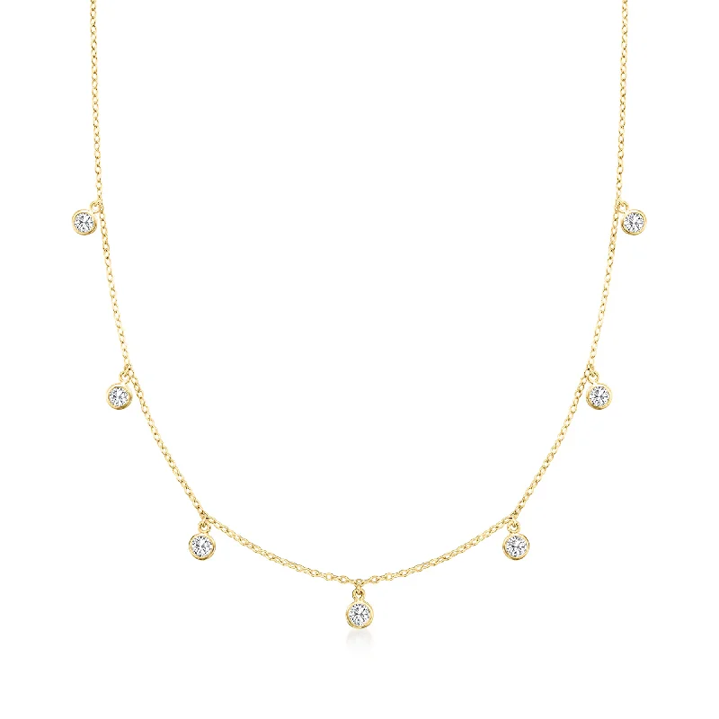 Ross-Simons Diamond Station Necklace in 14kt Yellow Gold