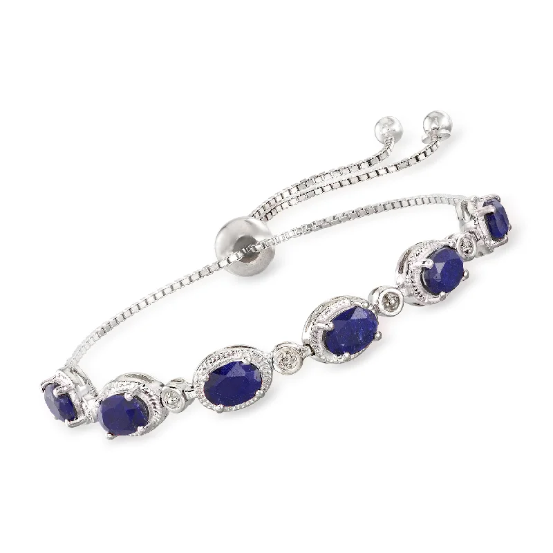 Waterproof Stainless Steel Jewelry For Lasting Beauty Ross-Simons Sapphire Bolo Bracelet With Diamond Accents in Sterling Silver