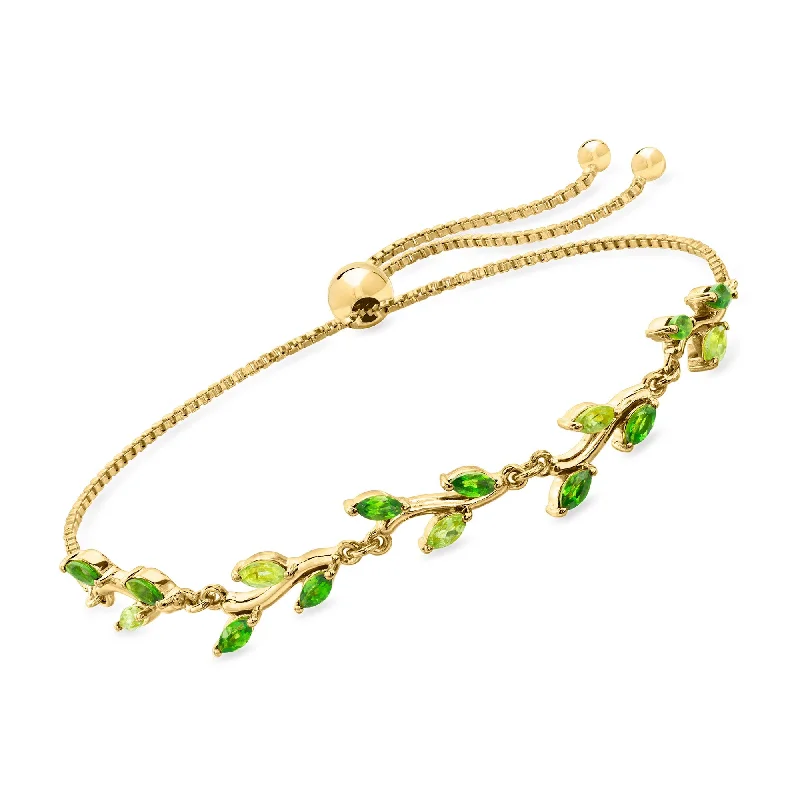 Personalized Jewelry Sale – Unique Pieces At Great Prices RS Pure by Ross-Simons Chrome Diopside and . Peridot Leaf Bolo Bracelet in 18kt Gold Vermeil