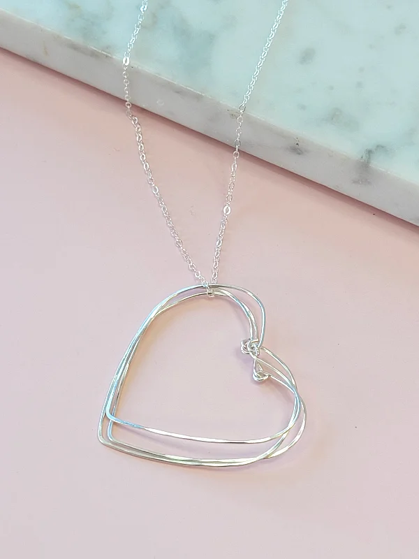 Silver Hearts Necklace on a Silver Chain