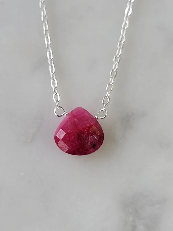 Stephanie Delicate Drop Necklace in Ruby