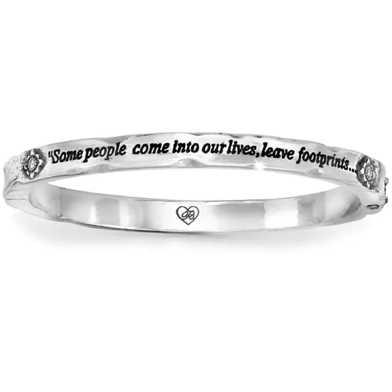 Buy More, Save More On Stunning Jewelry Designs Women's Footprints Hinged Bangle In Silver