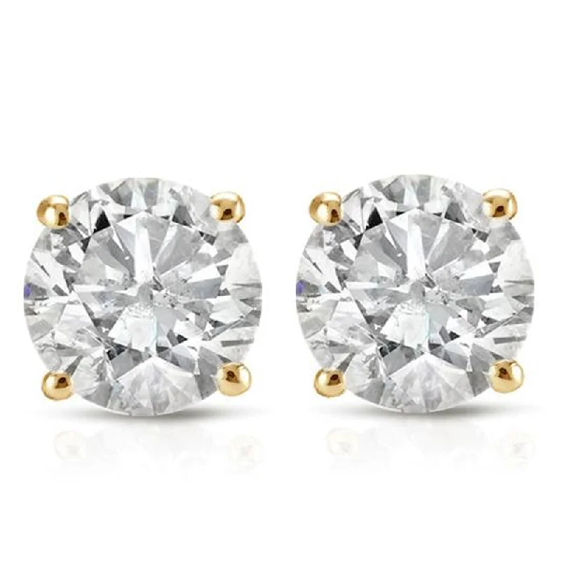 Unmissable Jewelry Sale – Shop Before It's Too Late 1 1/2 Cttw Yellow Gold Round Cut IGI Certified Diamond Studs Earrings Screw Back