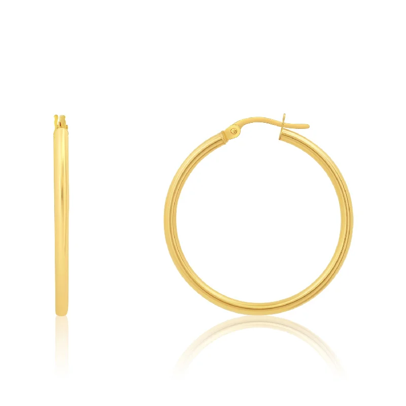 Unmissable Jewelry Clearance – Final Reductions 14k Yellow or White Gold Click-Top Round Hoop Earrings for Women 2mm Thick