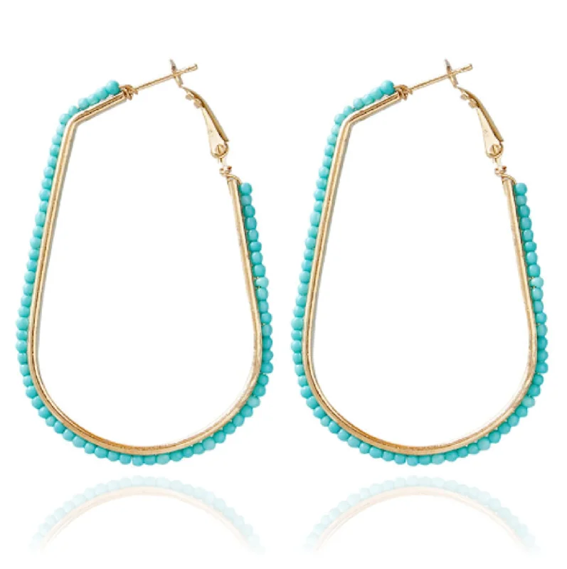 Bestselling Jewelry At Special Promotional Rates Beaded Oblong Hoop Earrings