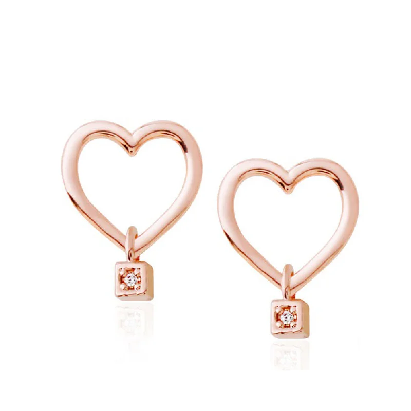 Flash Deals On Fine Jewelry – Shop Before It's Gone Bella Heart Rose Gold Earrings with 14K Gold Pin