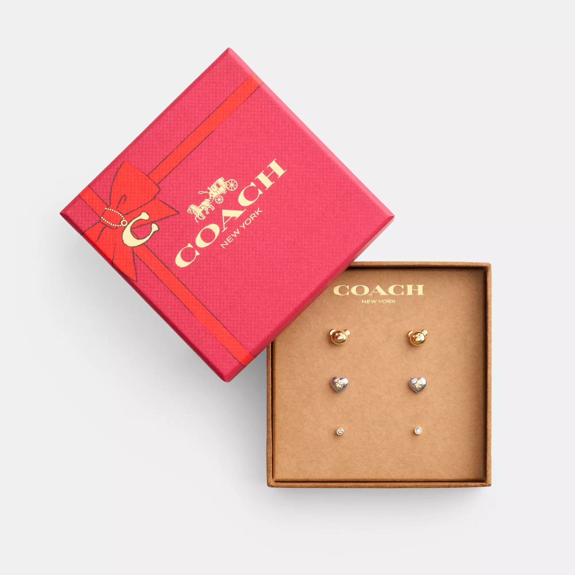 Jewelry Clearance – Final Chance To Save Big Coach Outlet Teddy Bear Heart Stud Earrings Set