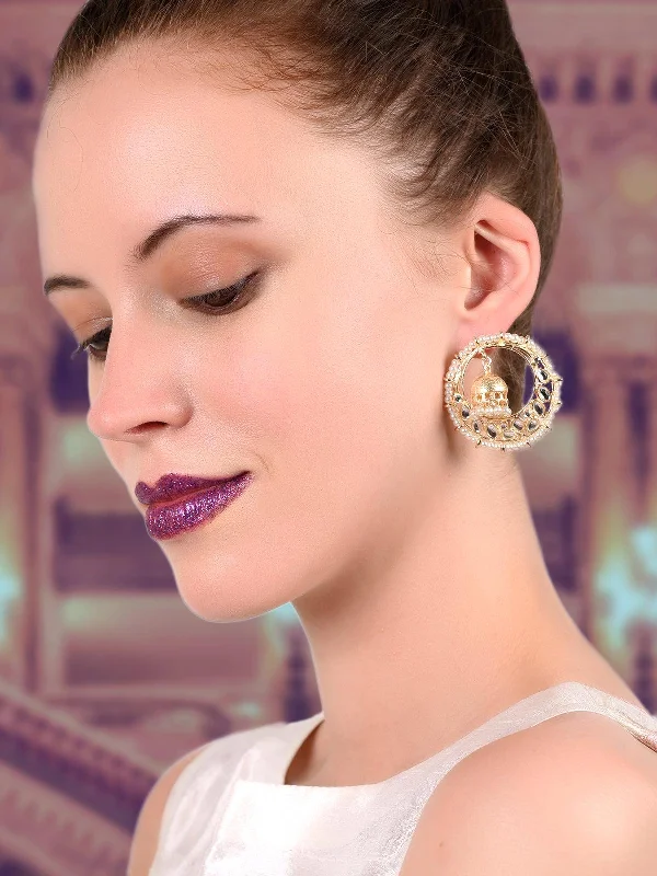 Modern Statement Jewelry For Bold Styling Odette Women Round Gold Tone Kundan And Pearl Earrings