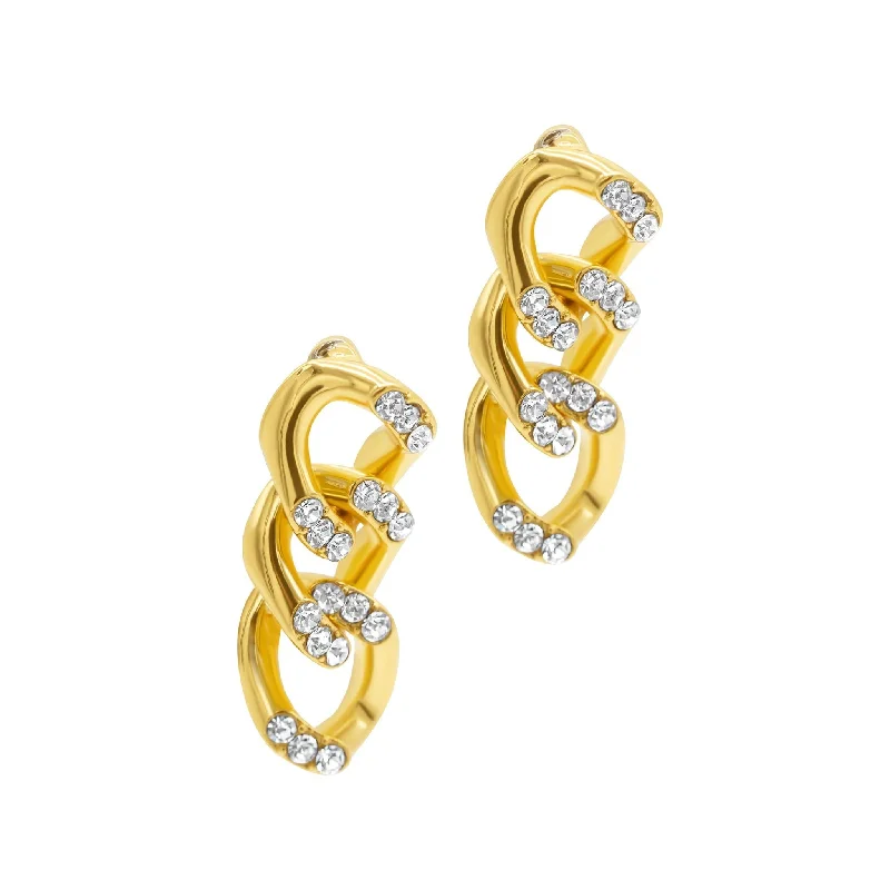 Chic And Stylish Jewelry At Discounted Prices Crystal Curb Chain Earrings gold