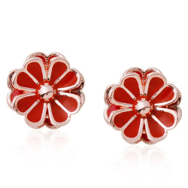 Make Your Outfit Shine With Discounted Jewelry Daisy Red Stud Earrings with 14K Gold Pin