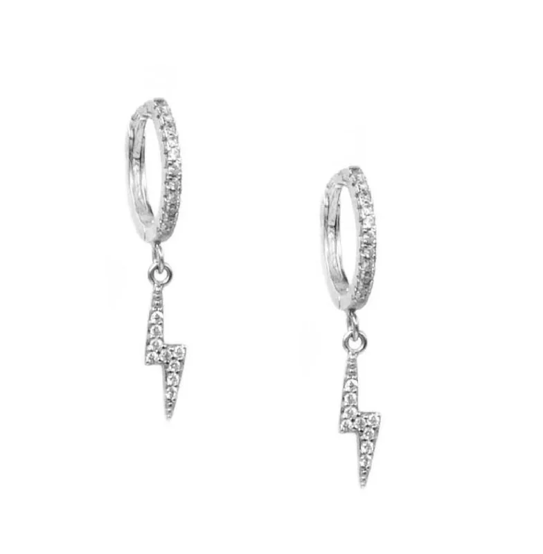 Limited-Time Jewelry Sale – Don't Miss These Deals Drop Bolt Huggie Earrings In Silver