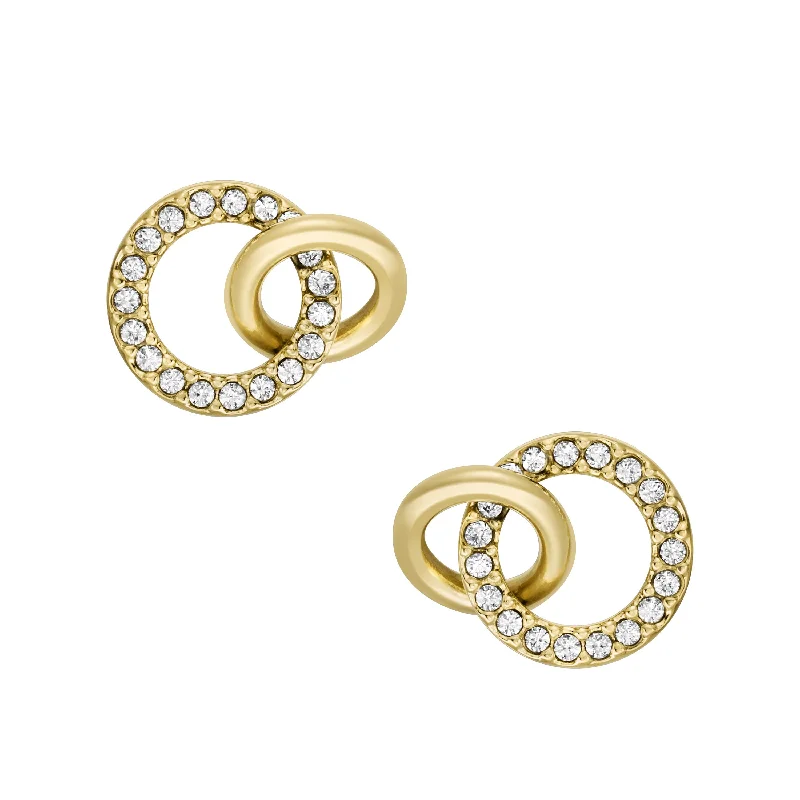 Elegant Jewelry At Unbeatable Prices – Shop Today Fossil Women's Hazel Icons Gold-Tone Stainless Steel Stud Earrings