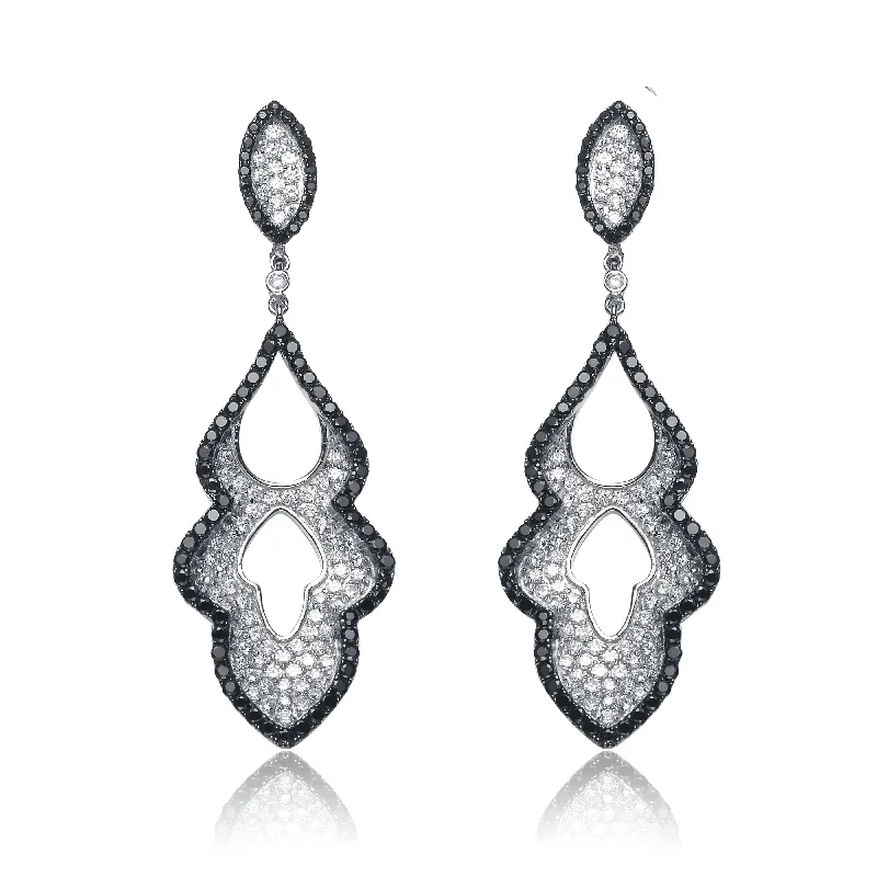 Upgrade Your Jewelry Collection For Less GENEVIVE Sterling Silver Black Plated Cubic Zirconia Dangling Earrings