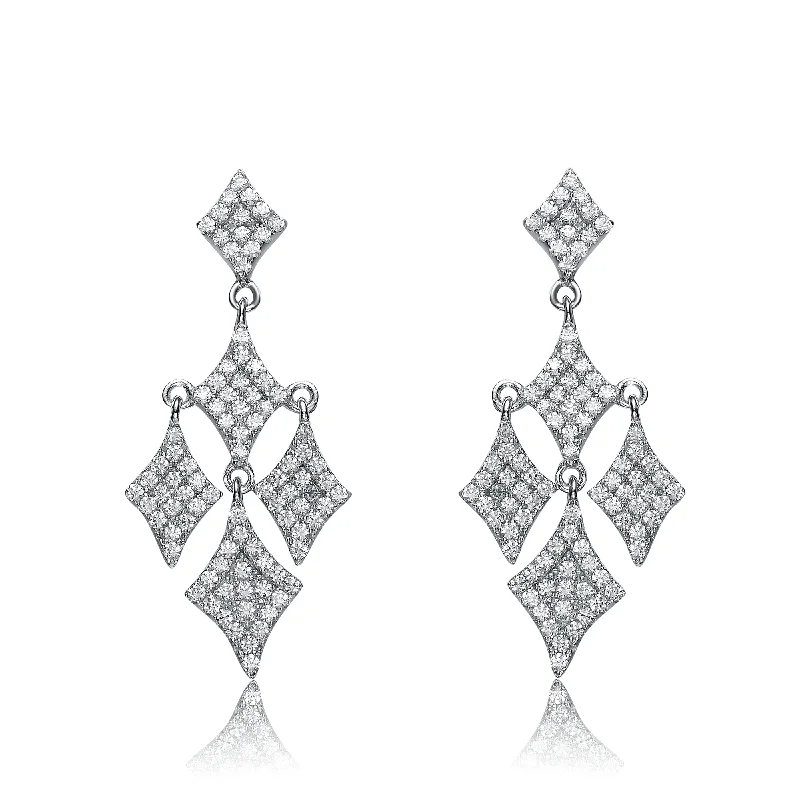 Stunning Statement Jewelry, Unbeatable Discounts GENEVIVE Sterling Silver Cubic Zirconia Chandelier Dangling Earrings