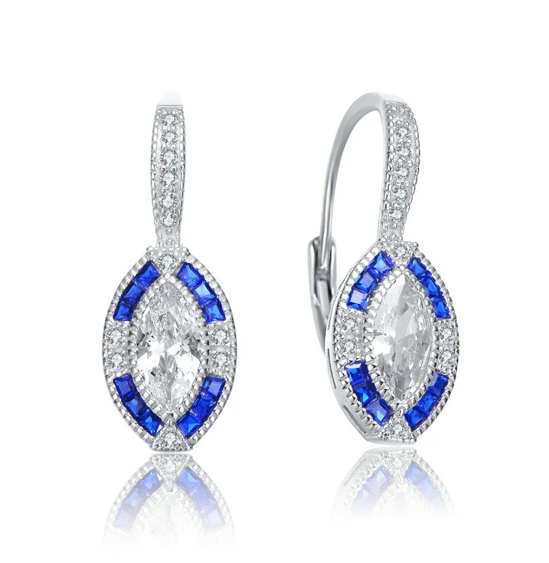 Special Sale On Handcrafted Jewelry – Shop Today GENEVIVE Sterling Silver Sapphire Cubic Zirconia Leverback Earrings