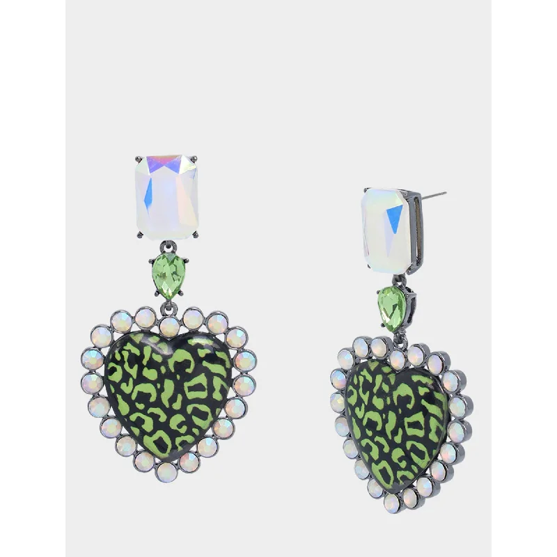 Best Jewelry Sale – Shop Exclusive Designs Now Ghoul Friends Leopard Heart Drop Earrings Green