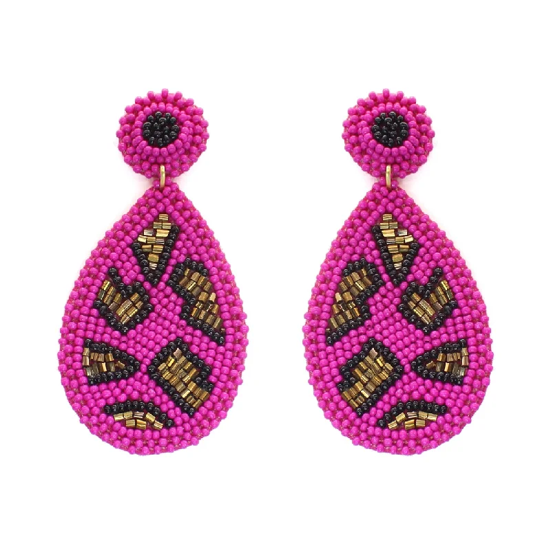 Handcrafted Jewelry Sale – Unique Designs At Low Prices Hot Pink Cami Leopard Earrings