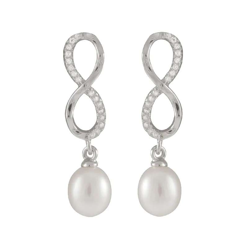 The Perfect Accessory For Less – Jewelry Sale Live Infinity Shaped 7.5-8mm Pearl Earrings Set In Sterling Silver