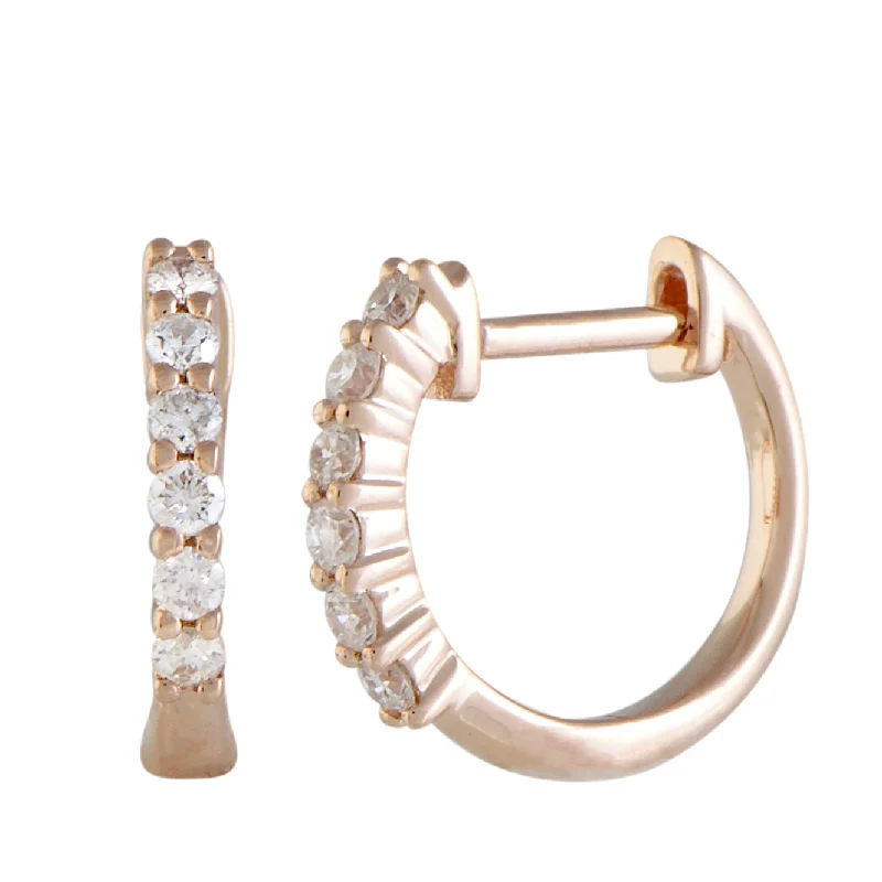 Big Discounts On Elegant Jewelry Collections LB Exclusive 14K Rose Gold 0.25 ct Diamond Small Hoop Earrings