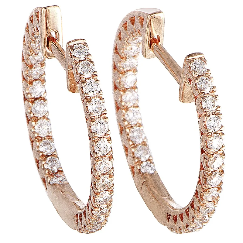 Your Dream Jewelry At Dream Prices LB Exclusive 14K Rose Gold 0.66 ct Diamond Inside Out Hoop Earrings