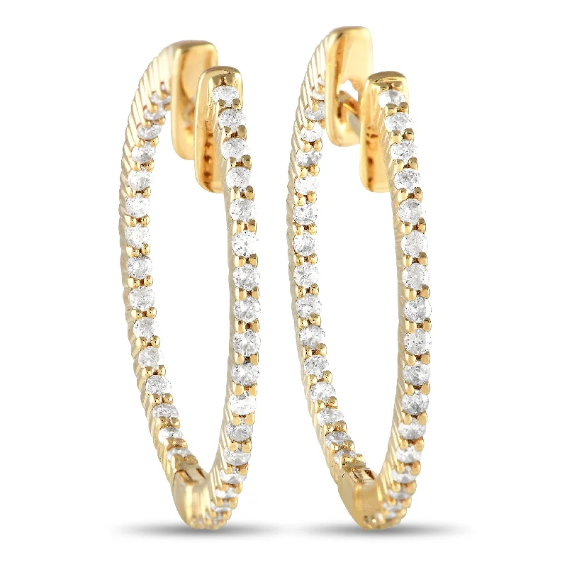 Timeless Elegance At Unbelievable Discounts LB Exclusive 14K Yellow Gold 0.55ct Diamond Inside-Out Hoop Earrings