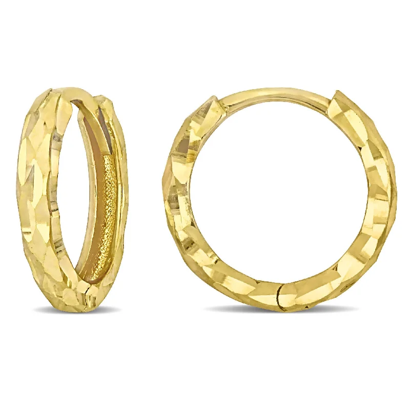 Best-Selling Jewelry Styles Now At Exclusive Discounts Mimi & Max 12mm Diamond Cut Design Mini Hoop Earrings in 14k Yellow Gold