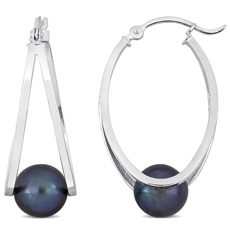 Timeless Elegance Now At Special Discounts Mimi & Max 8-8.5mm Cultured Freshwater Black Pearl Earrings in Sterling Silver